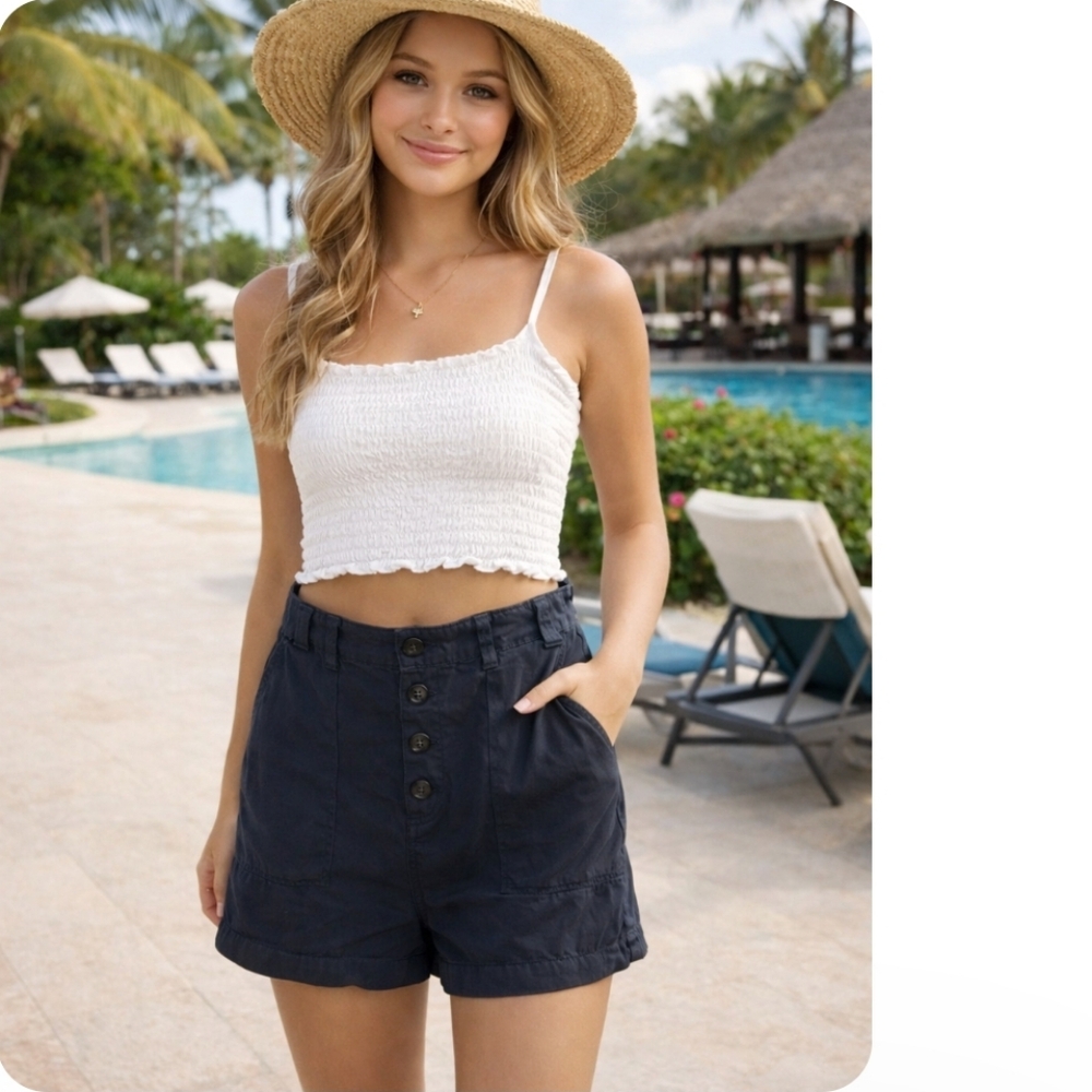 Loft Ann Taylor Black Linen Blend  Shorts‎ Size 14